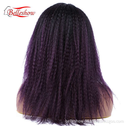 Hot sell Wholesale Price Kinky Straight Hair Synthetic Lace Front Wig Ombre Popular Yaki Straight wig kinky long straight wigs